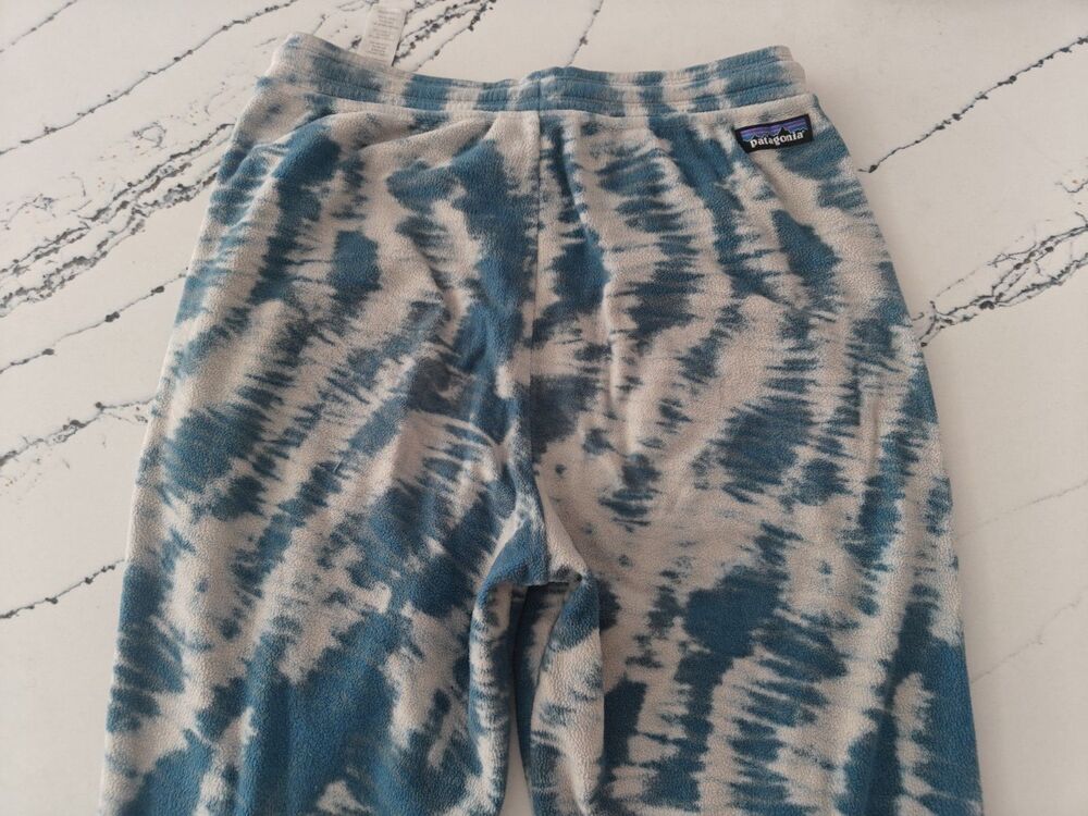 Patagonia Micro D Fleece Pants Small Women's Tie Dye Blue White Jogger